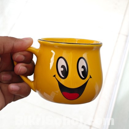 Cute Emoji Ceramic Coffee Mug - 250ml - Yellow color